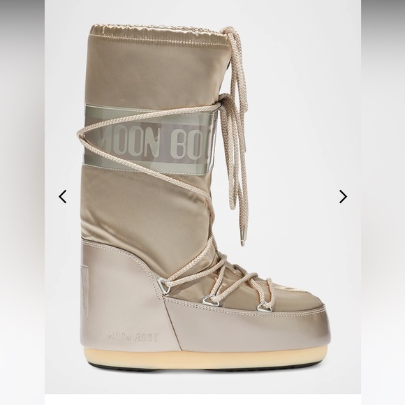 new Moon Boot Icon Glance Platinum Satin Boots - Picture 3 of 12